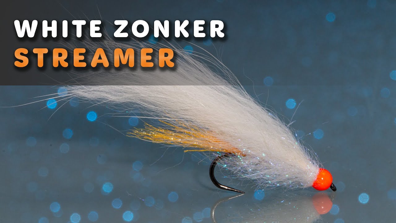 Streamer na pstrąga na zimną wodę - White zonker streamer - Fly tying streamer pattern