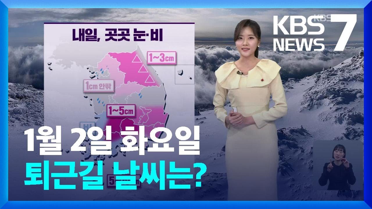[날씨] 내일(3일) 비나 눈…서쪽 초미세먼지 ‘나쁨’ / KBS  2024.01.02.