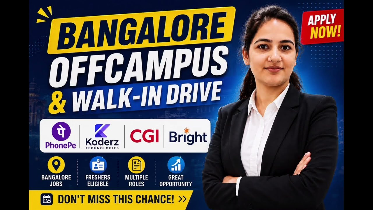 Bangalore OFF-CAMPUS Hiring 🚀 Freshers & Internships | AI, QA, SDE, DevOps Jobs | Apply Now