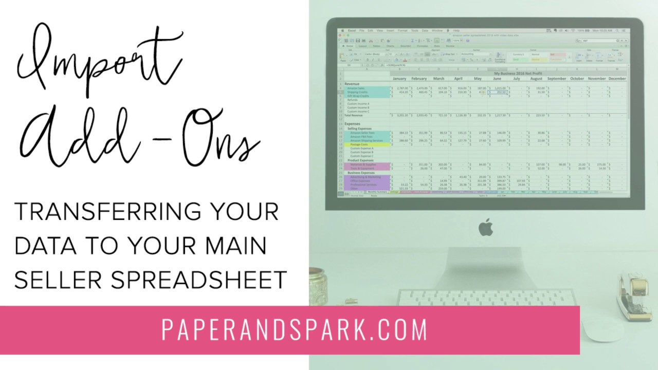 Transferring data from your Paper + Spark import add on spreadsheet