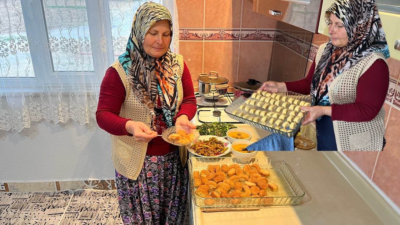 Aşırı kolay lezzetli ⁉️ kesme irmik tatlısı lokanta usulü mercimek çorbası - köyde yağmurlu bir gün