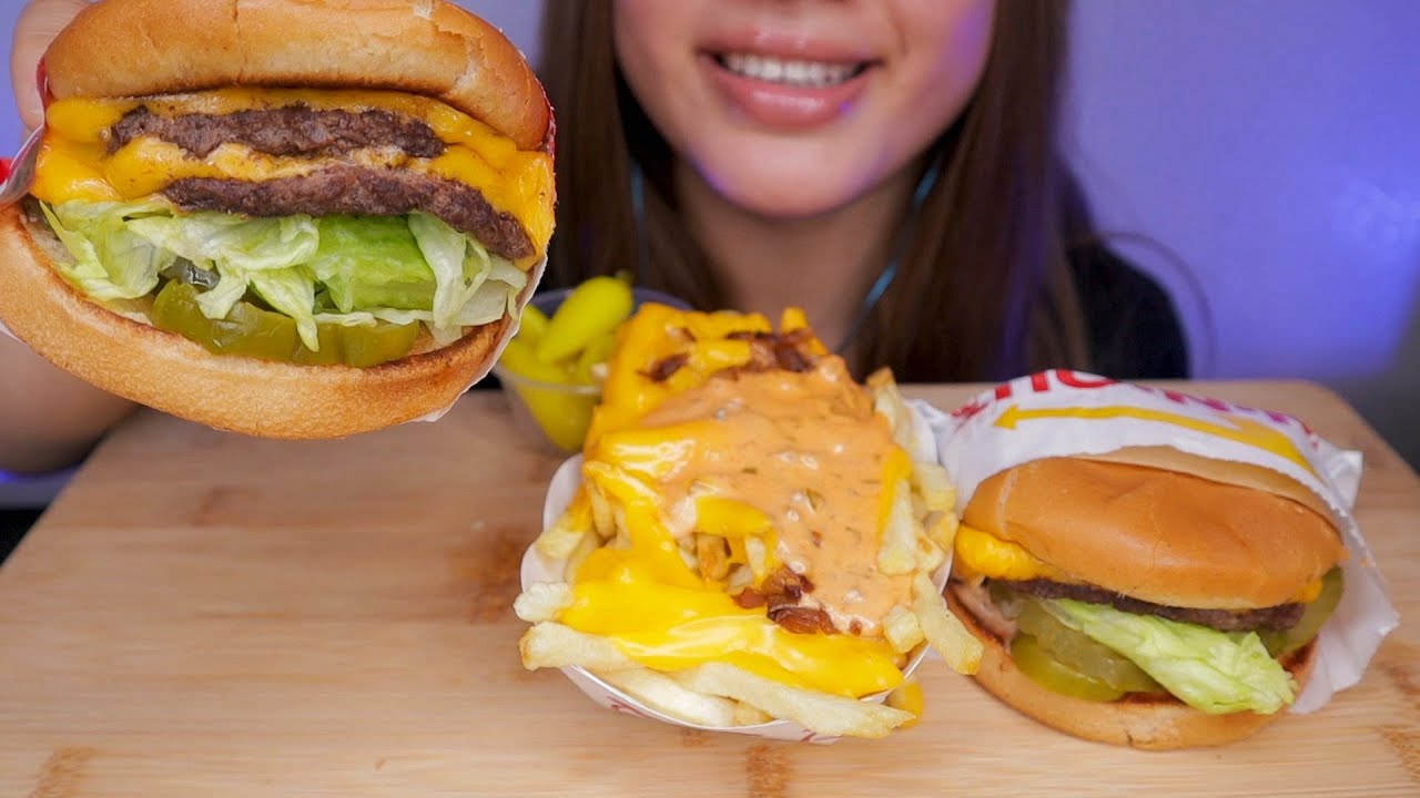 ASMR IN-N-OUT BURGERS & ANIMAL STYLE FRIES MUKBANG *NO TALKING*