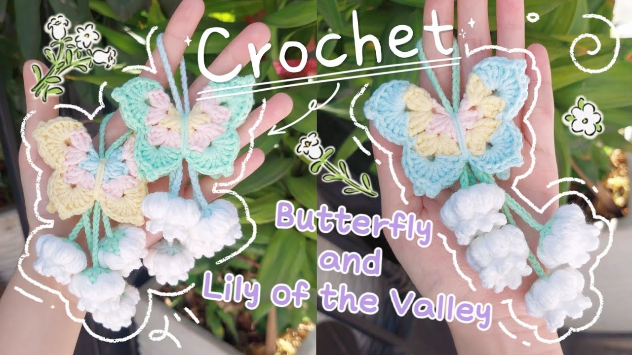 Crochet Butterfly & Lily of the Valley Bag Charm 🦋🌸 | Crochet Bag Charm | Móc Bướm và Hoa Linh Lan