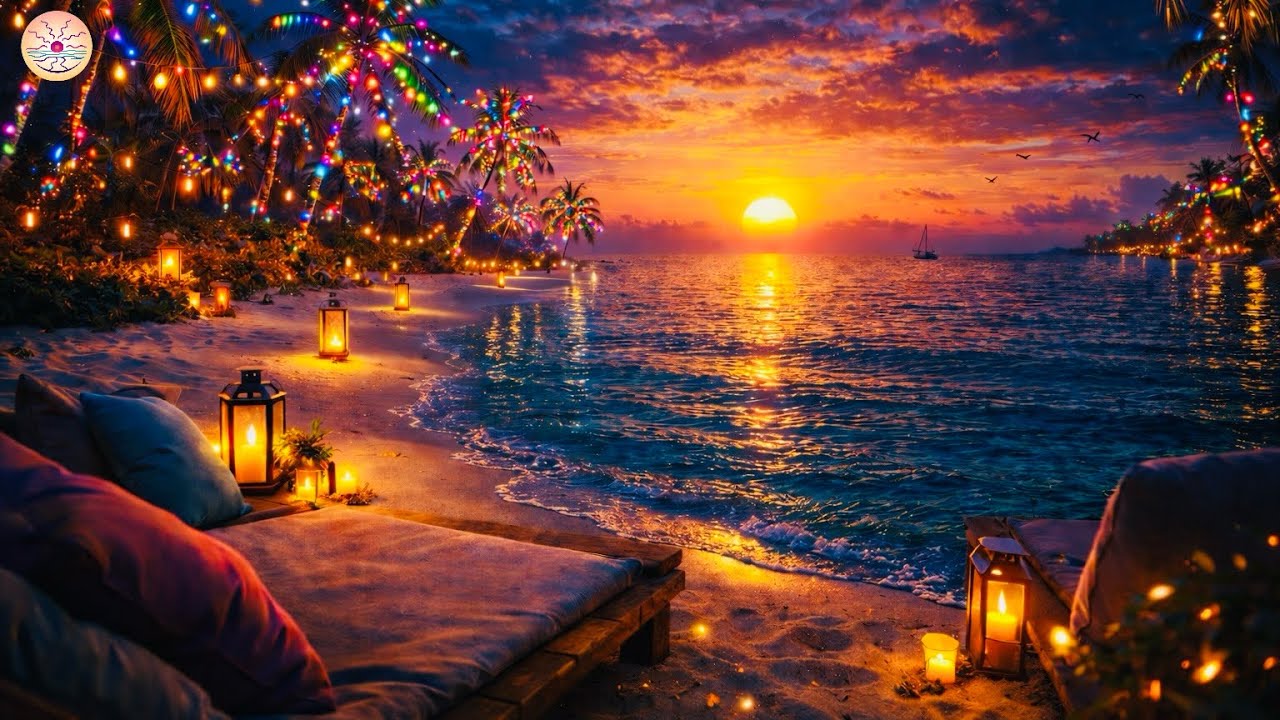 Cozy Tropical Sunset Beach | Relaxing Music for Sleep, Focus & Queit Mind