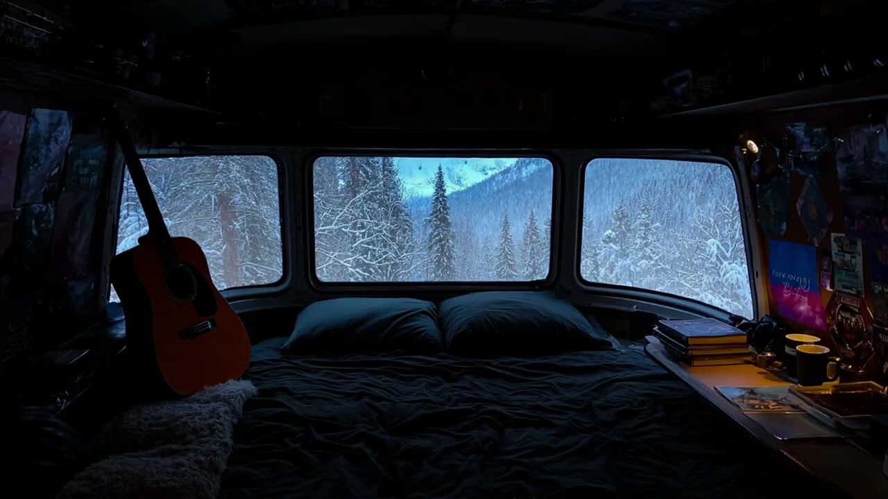 Tormenta de Nieve Desde el Interior del Auto — Refugio Cálido, Viento Helado y Sonidos para Dormir