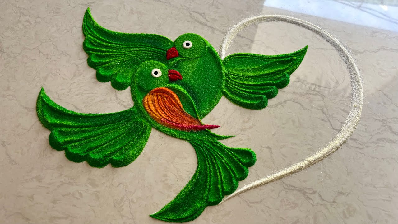 Amazing parrot 🦜🦜 rangoli designs for new year/ happy new year rangoli/ new rangoli 2025