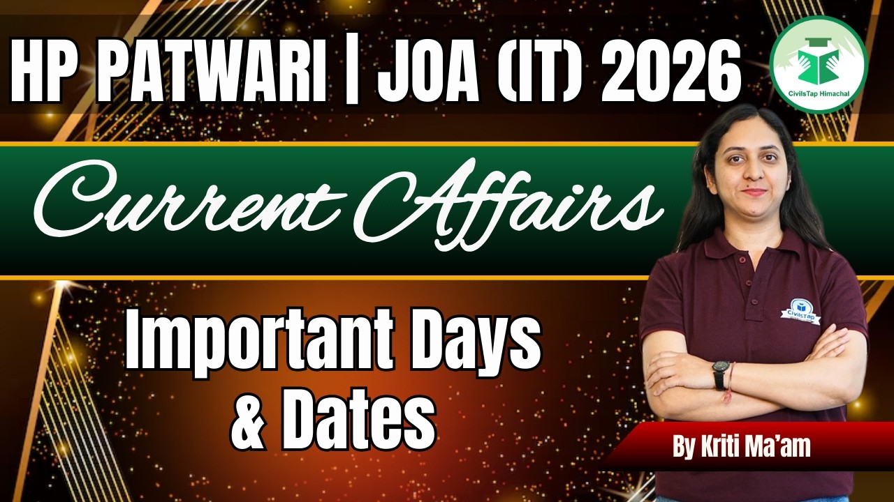 HP Patwari 2026 Current Affairs | Important Days & Dates | Class-30 | By Kriti Ma’am | CivilsTap