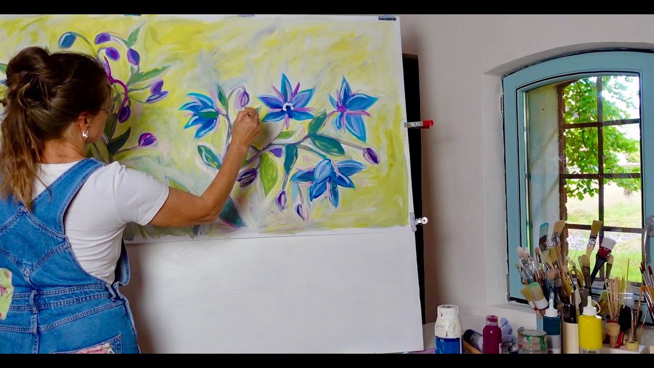 Borretsch-Blüten in Kunst und Küche, malen des Gurkenkrautes