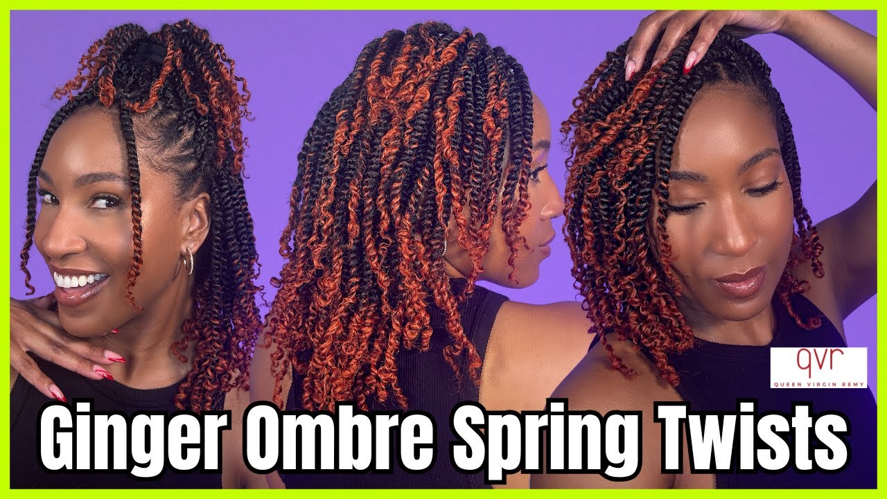 This Is For The Fall Girlies! | Ginger Ombre Spring Twists with QVR Hair | Crochet Install Tutorial