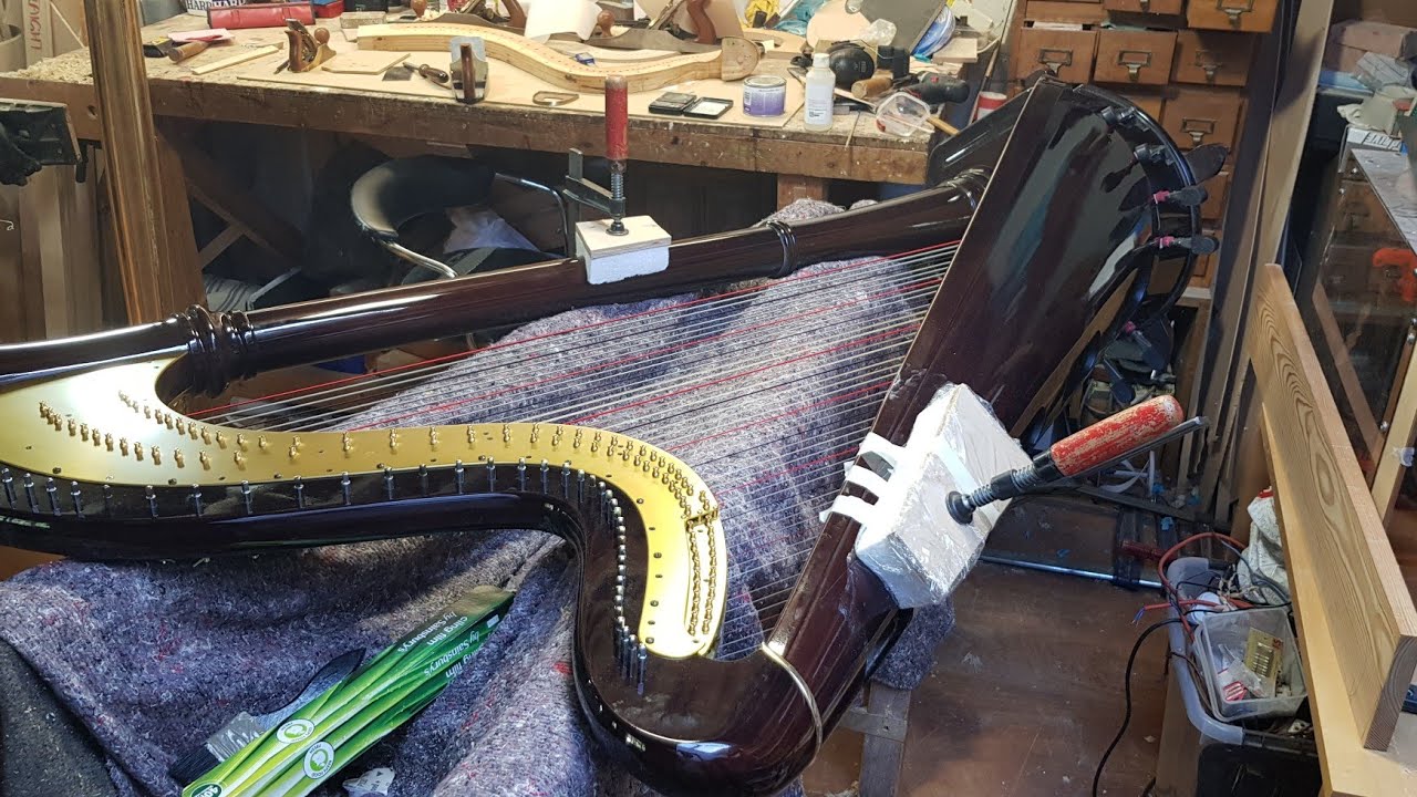 Aoyama Pedal Harp Brought Back to Life - Cracked Body Repair