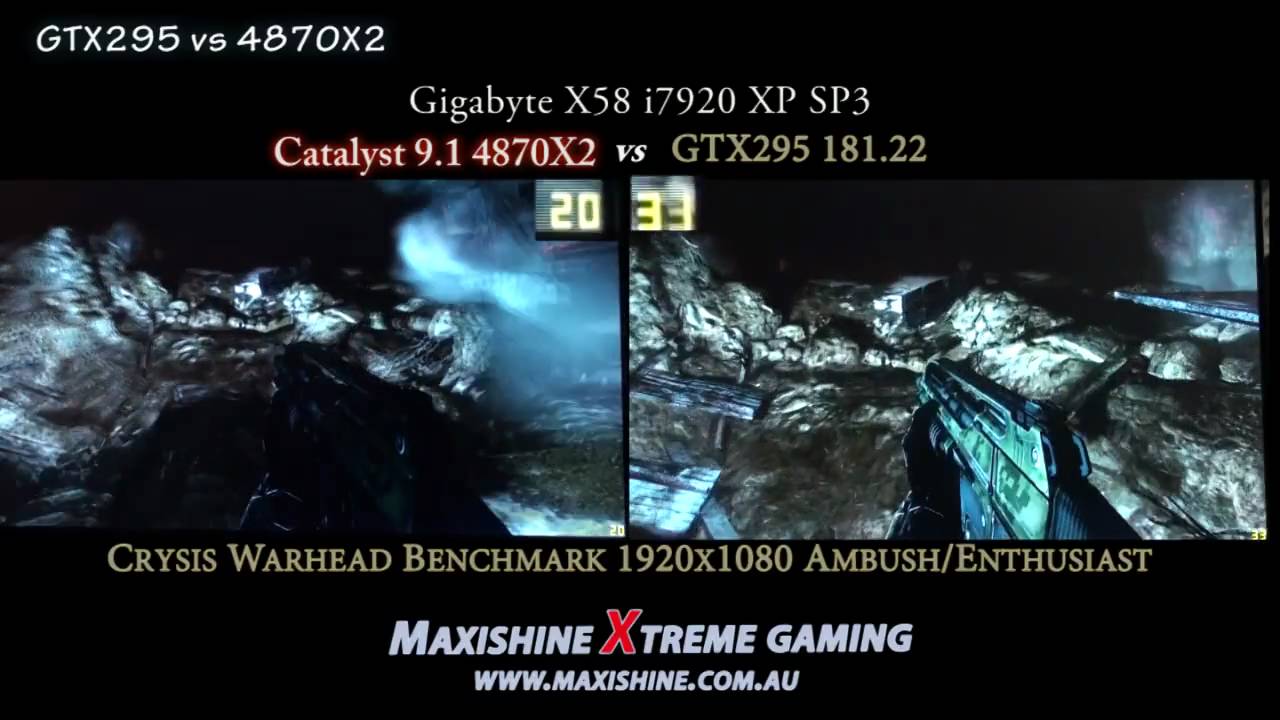 GTX295 vs 4870X2 Maxishine test