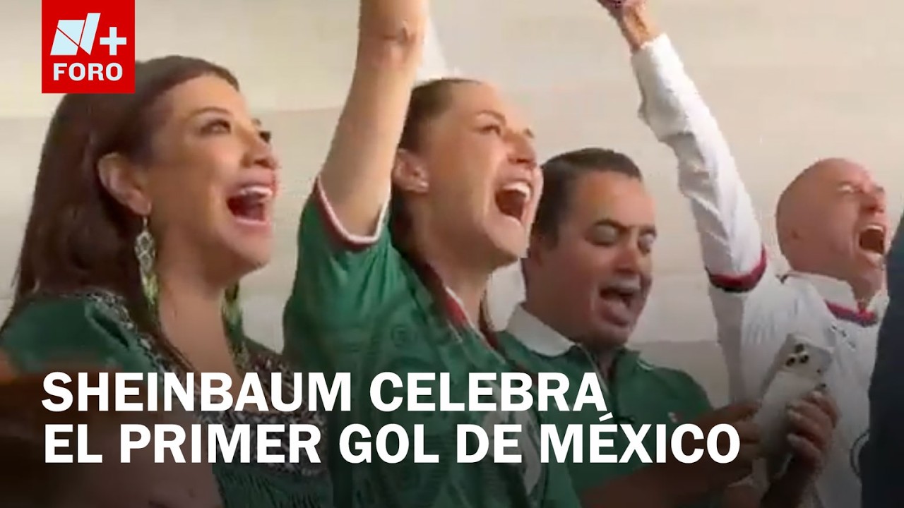 As&iacute; festej&oacute; Sheinbaum el gol de M&eacute;xico en el partido inaugural del Mundial
