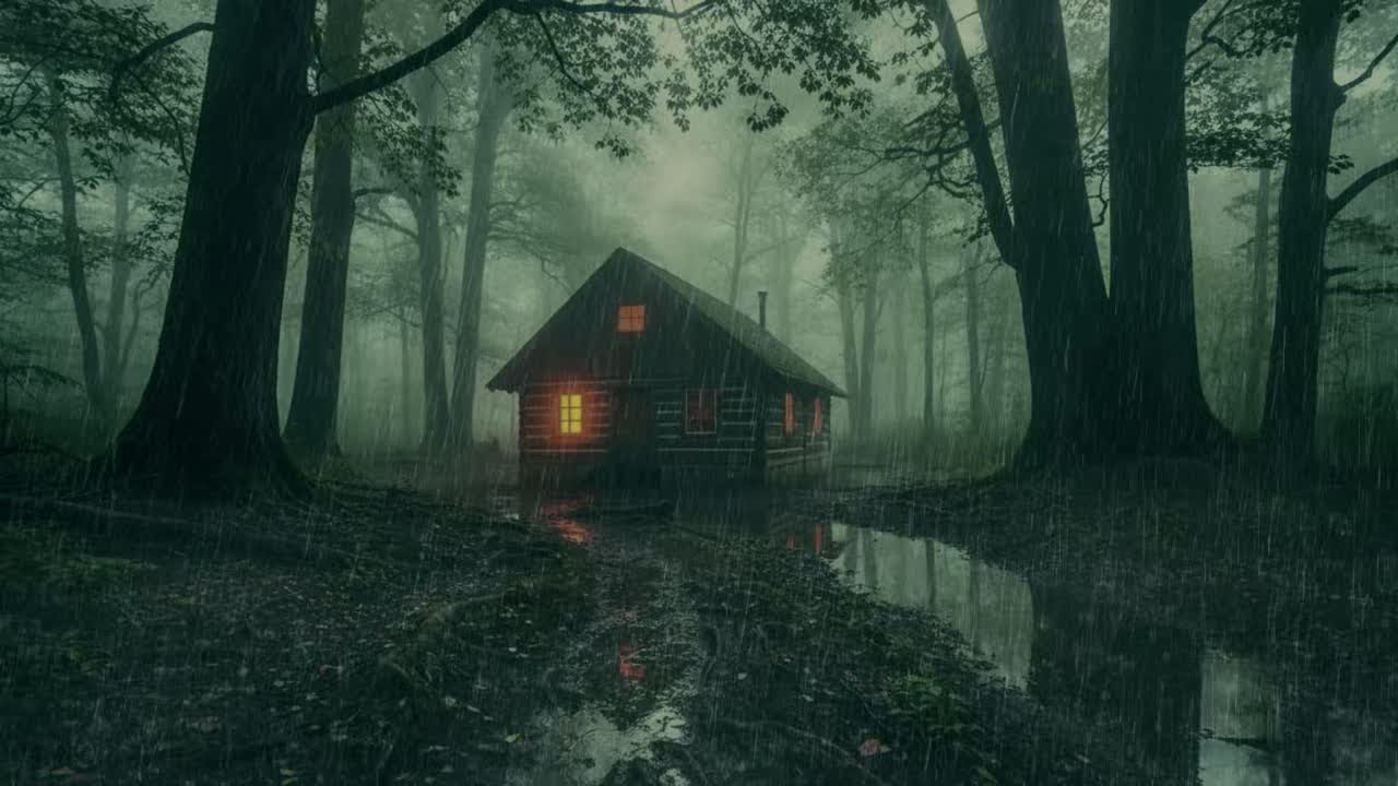 Relaxing Cabin Rain Sounds with Fireplace 🔥 The Warm Glow of Rain | Calm Dreams & Sleep 🌲