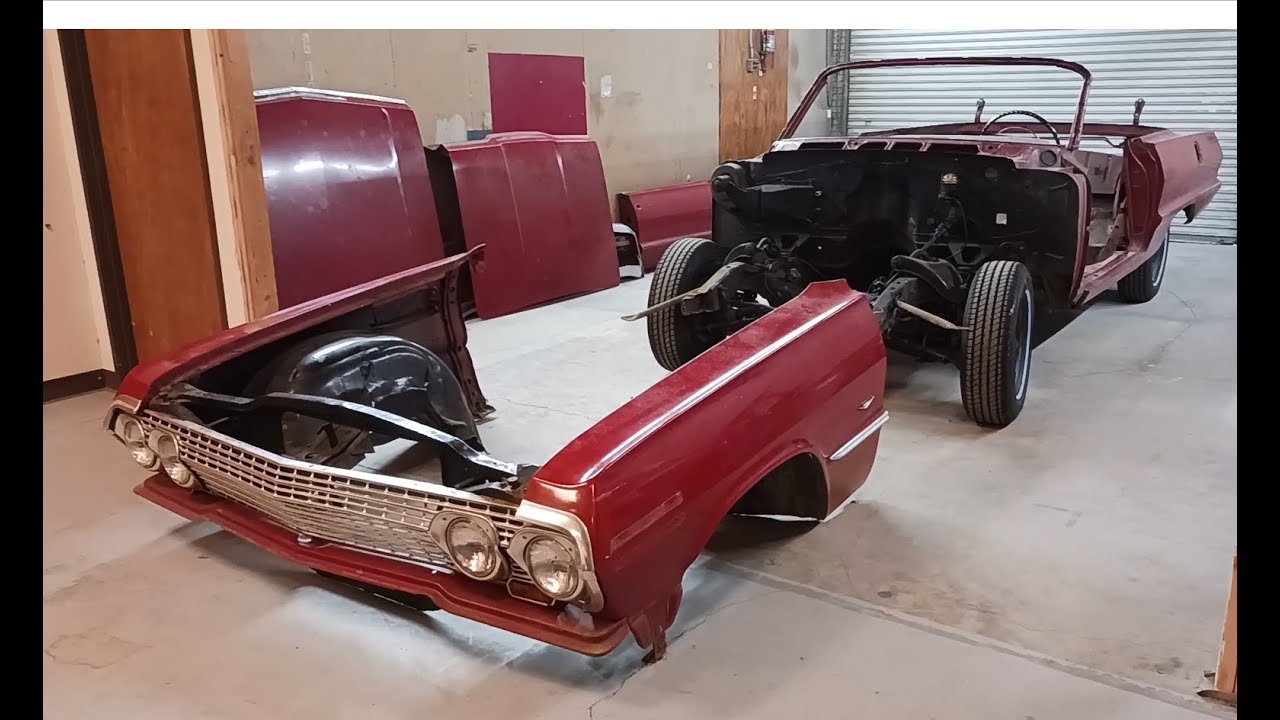 Impala SS Convertible 1963 года: оценка / разборка / снятие кузова / установка на гриль