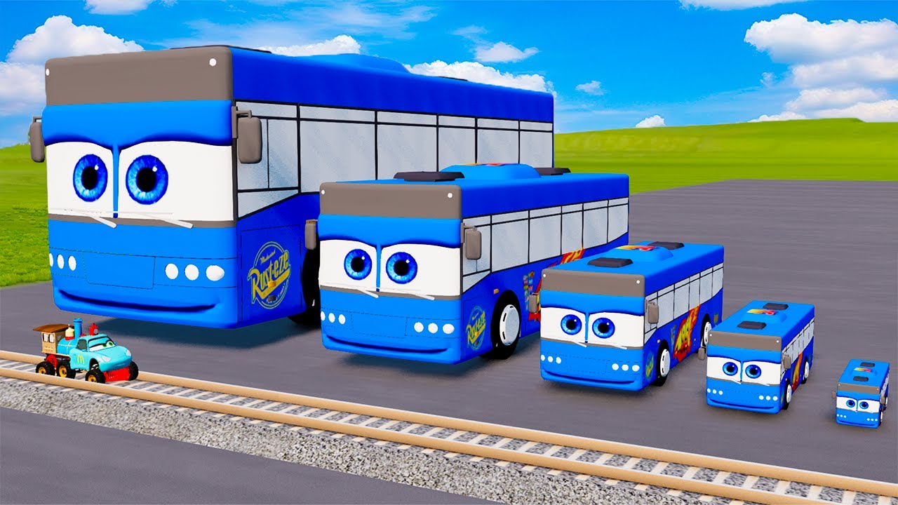 Big & Small Blue Bus vs Thomas the Train in BeamNG.Drive