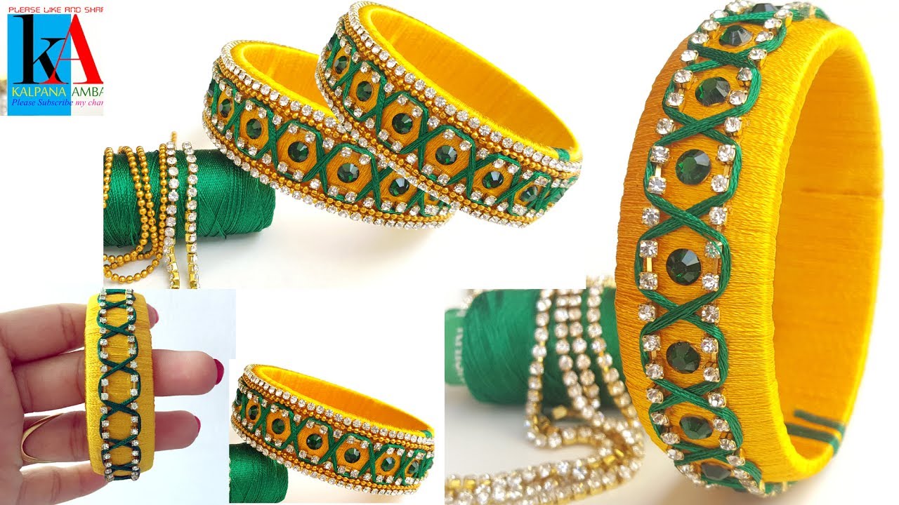 How to make designer Zigzag silk thread bangles | checker model designer silk thread bangles