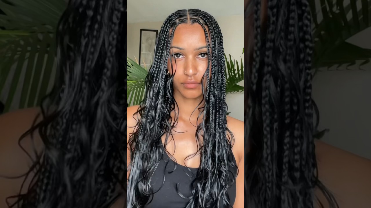 Giving myself medium/large knotless boho braids! ##bohobraids#knotlessbraids#summerbraids