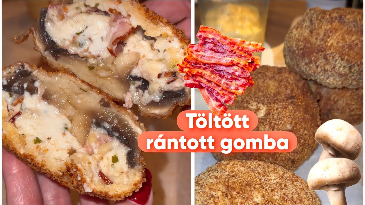Töltött gomba juhtúróval baconnel 🥓 Mennyei finom😘 #viral #food #nekedbelegyen #főzés #rántotthús 