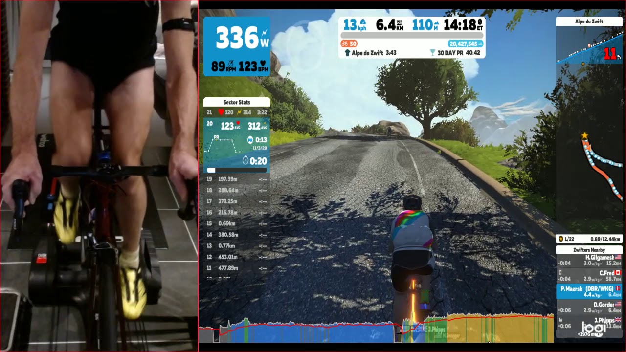 Alpe du Zwift on rollers 14-11-2020