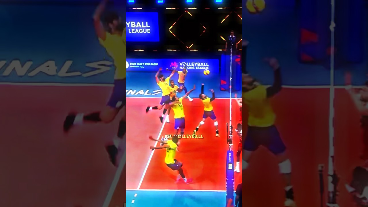 Team Brazil attacks in unison 🇧🇷🔥 #volleyball