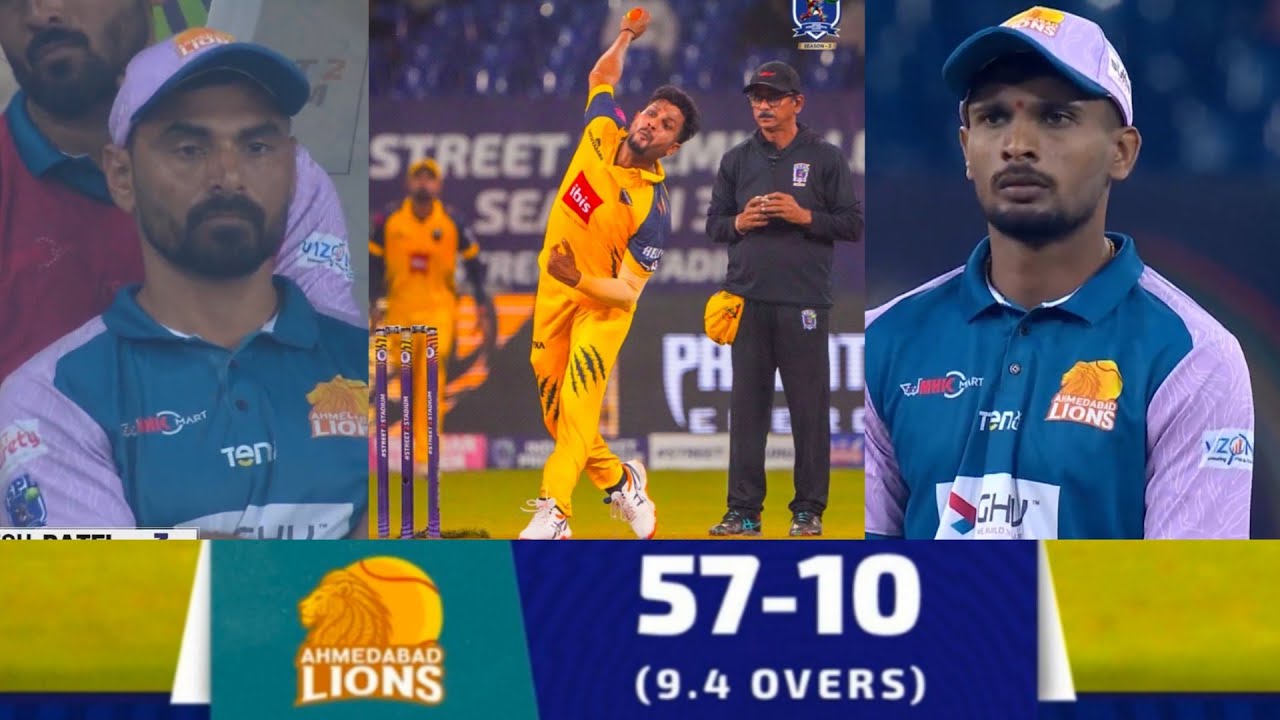 Ahmedabad Lions 1st Inning 57*/10 vs Chennai Singham ISPL SEASON-3 1ST SEMI FINAL MATCH 