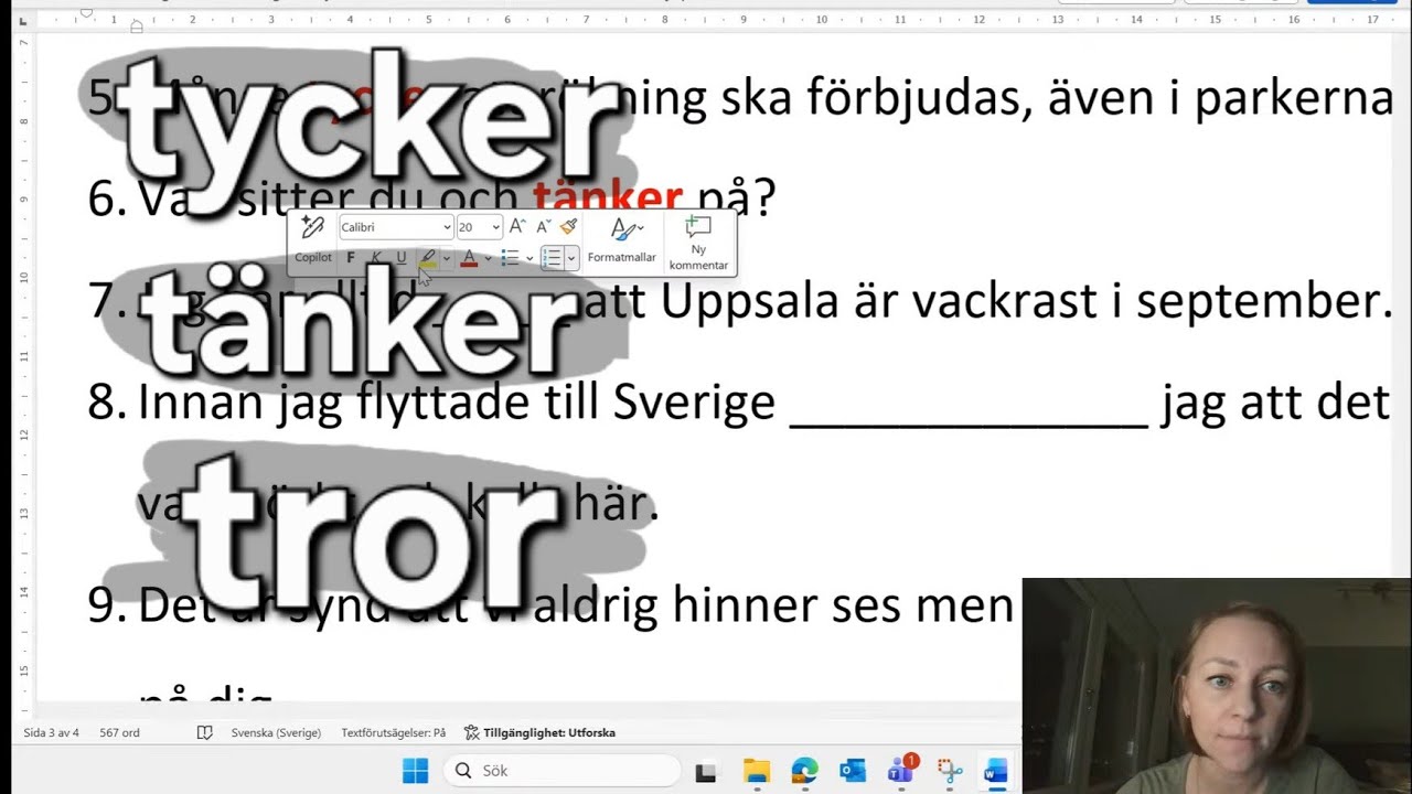 Online-lektion svensk grammatik den 22 januari 2026