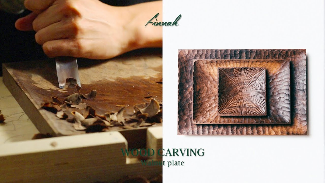 [우드카빙] Black walnut wood plate