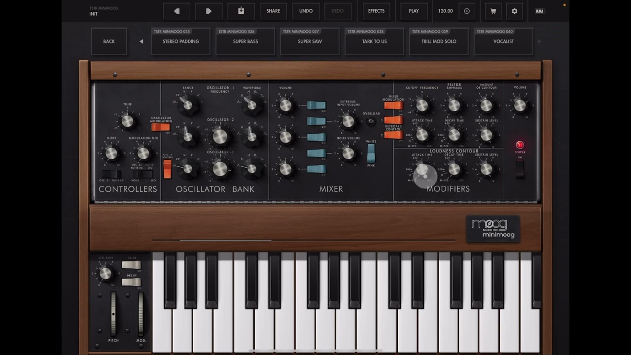 Moog Minimoog Model D — пошаговое руководство и руководство по звуковому дизайну для iOS