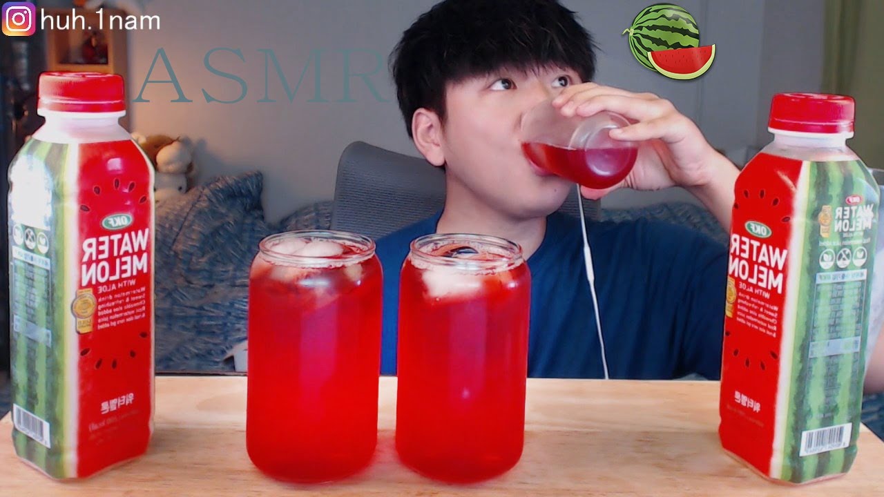 덥고 갈증날때 수박음료 시~이원하게 원샷!! 리얼사운드 먹방 Bottoms up Chug gulping Eating Sound Mukbang ASMR