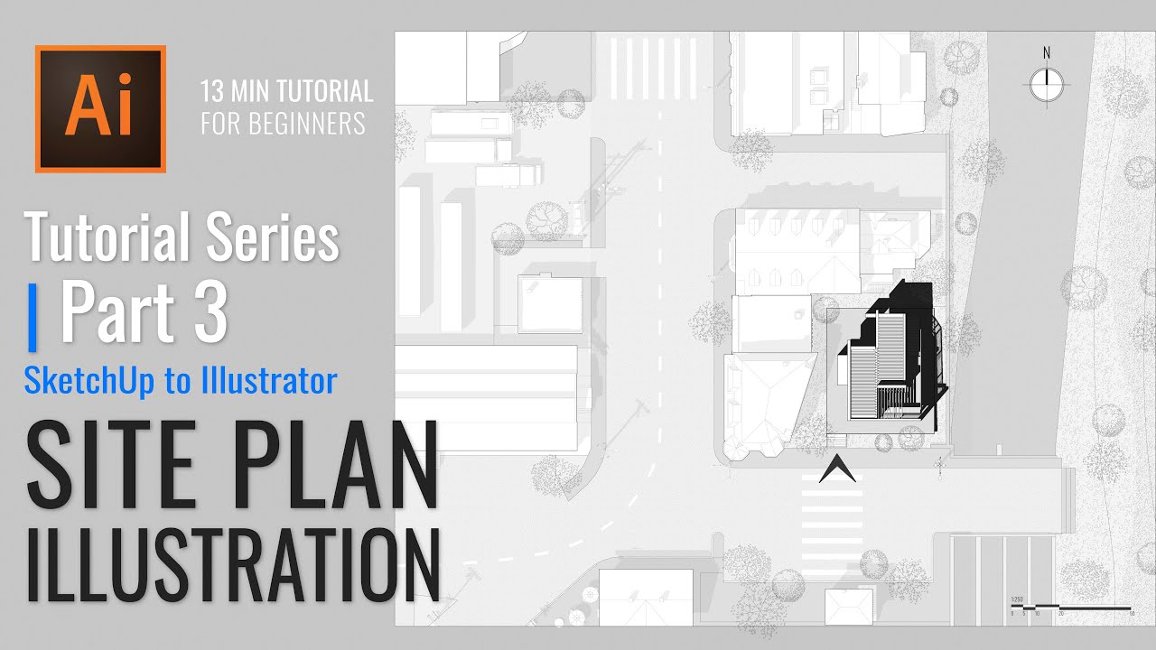 Minimal Site Plan Drawing SketchUp to Illustrator Workflow | Illustrator Tutorial Series Part 3
