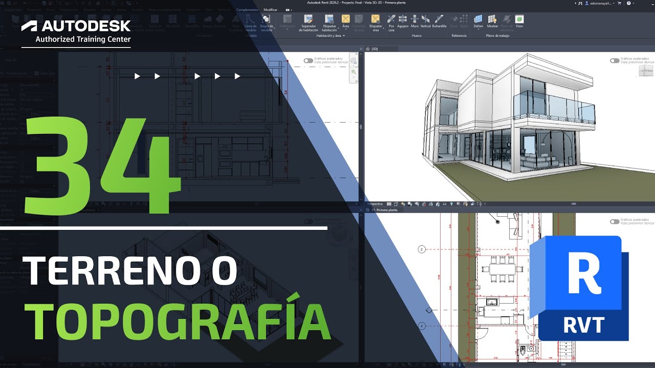 Terreno o topografía en Revit 2026 - Clase 34 - Curso básico de Revit 2026 en español
