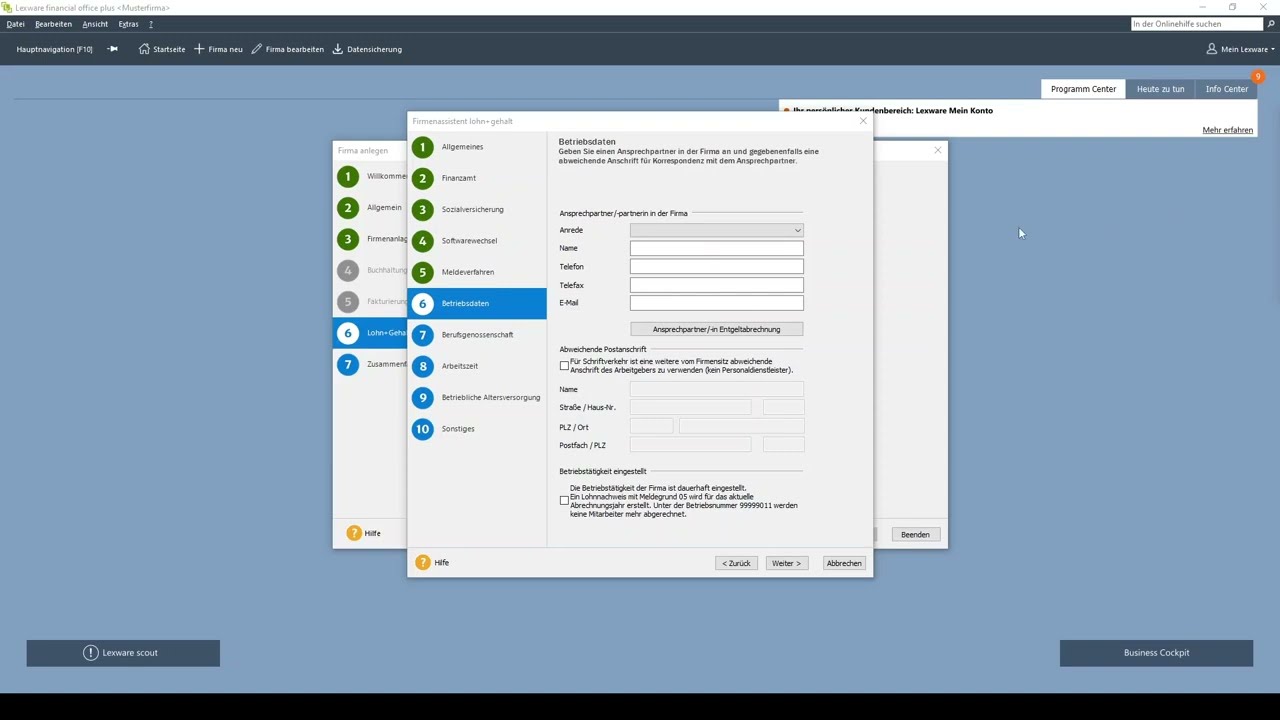 Anlegen der Firma  in #lexware Lexware lohn und gehalt