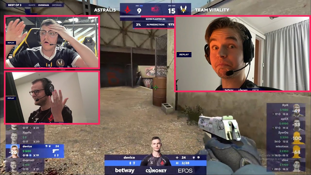 Device Amazing Deagle Clutch - Astralis vs Vitality - Xyp9x & apEX Reaction [Full Round]