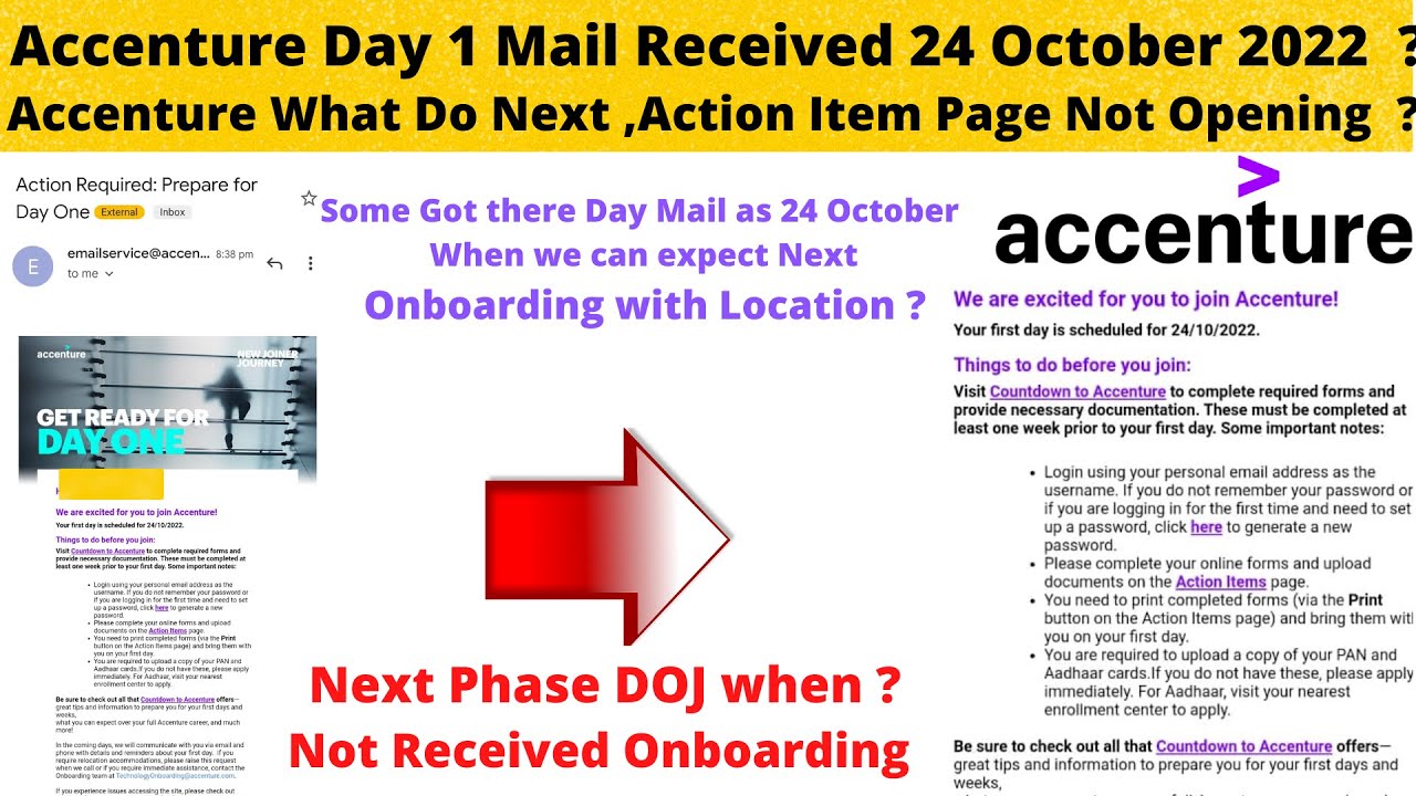 Accenture starts sending Day One Mail for October 2022 ASE | Accenture Mass onboarding in October