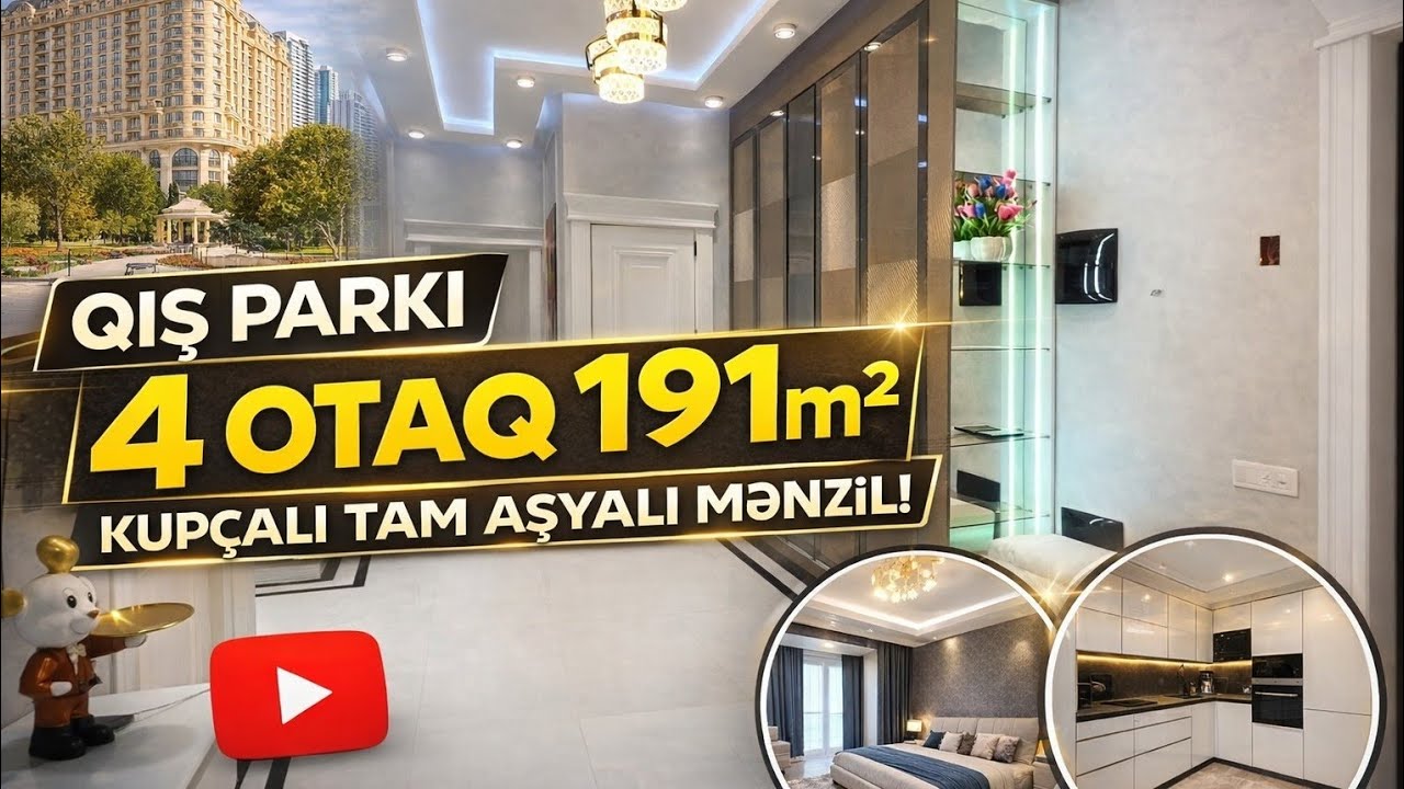 BU QİYMƏTƏ QIŞ PARKINDA 4 OTAQ 😱 191 m² Kupçalı Əşyalı Mənzil 050-765-99-95