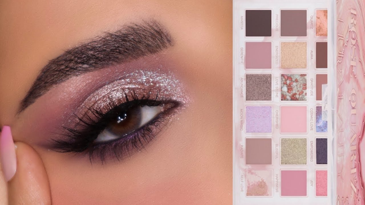 ريفيو باليت هدى بيوتي الجديدة مع ميك اب سهل للمناسبات | HUDA BEAUTY ROSE QUARTZ PALETTE REVIEW