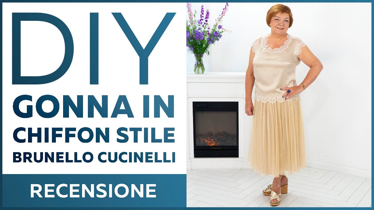 Gonna in chiffon, arricciata in vita, stile Brunello Cucinelli. Recensione del capo pronto.