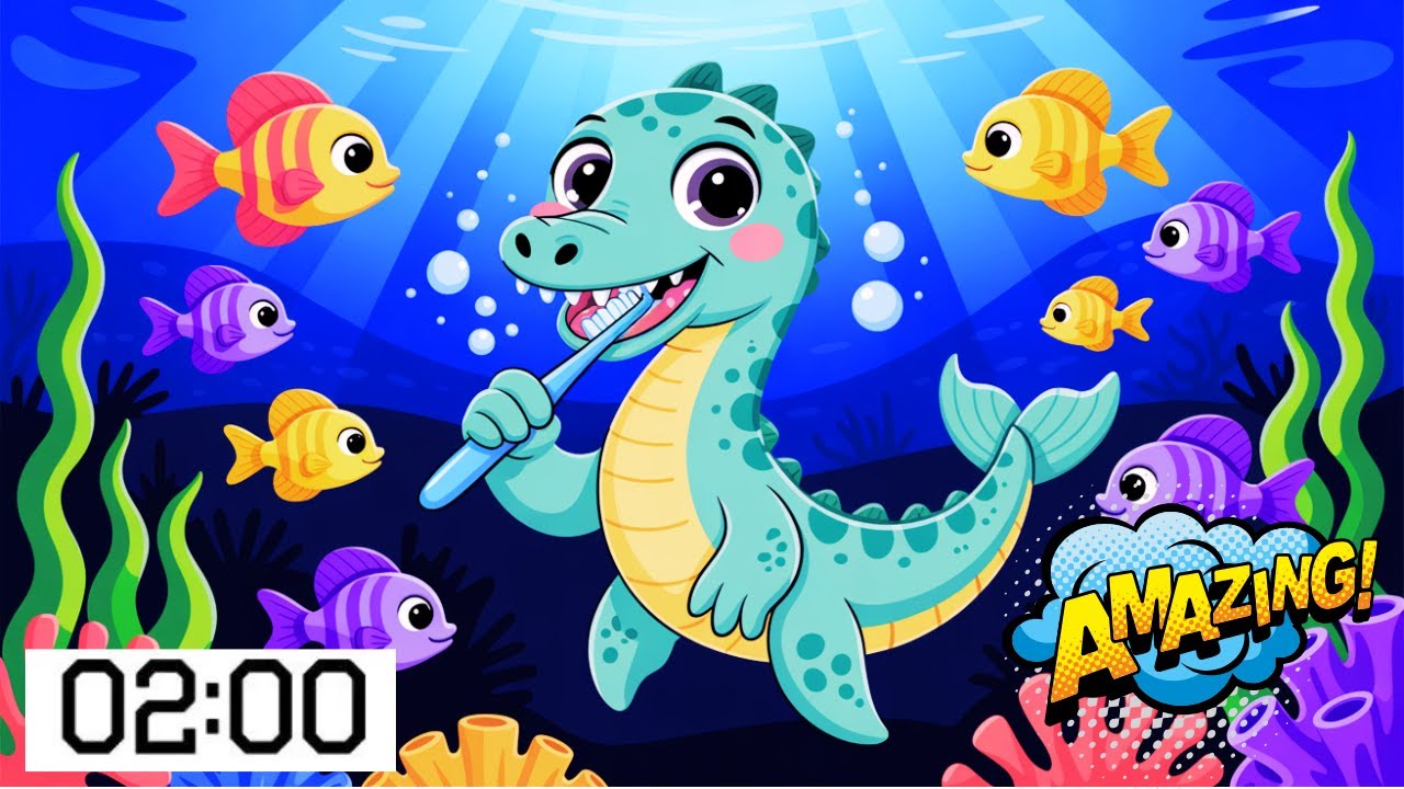 Brush Like Nessie Loch Ness Monster Toothbrushing Song for Kids | 2 Minute Magic Toothbrush Timer