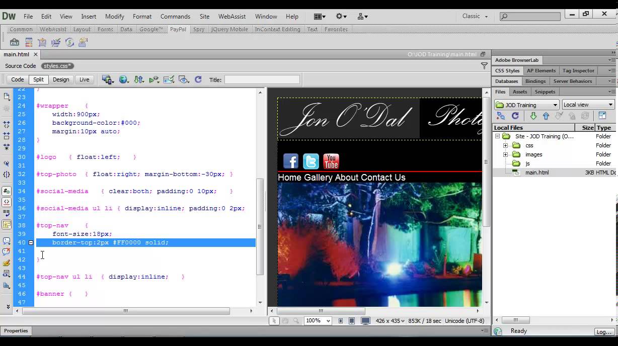 24 Positioning the Navigation Links Dreamweaver Web Design Project 1