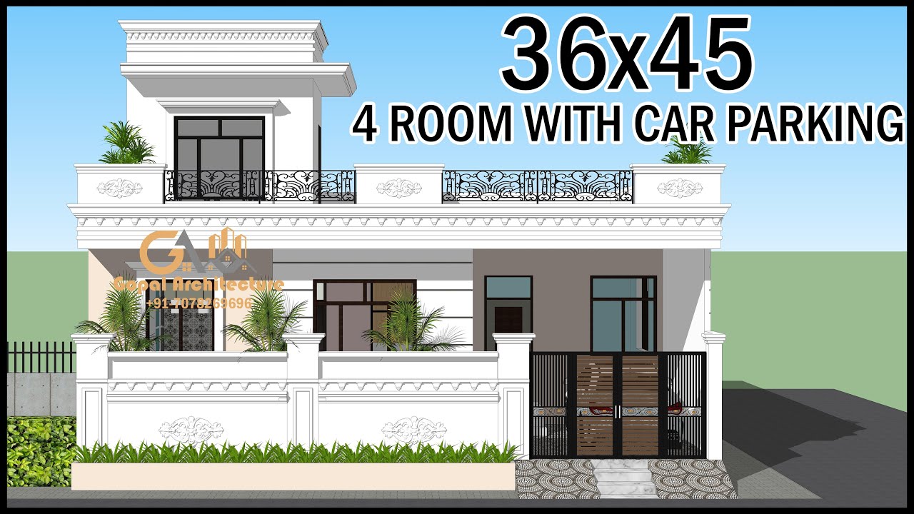 36x45 East Facing Classic House Design With Vastu, 36*45 4 Room With Car Parking, Gopal Architecture
