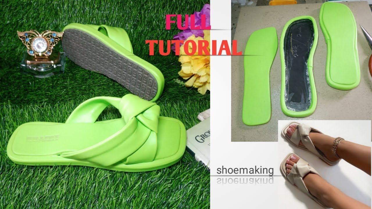 How to make this trendy ladies slide slippers #beginners #shoemaking