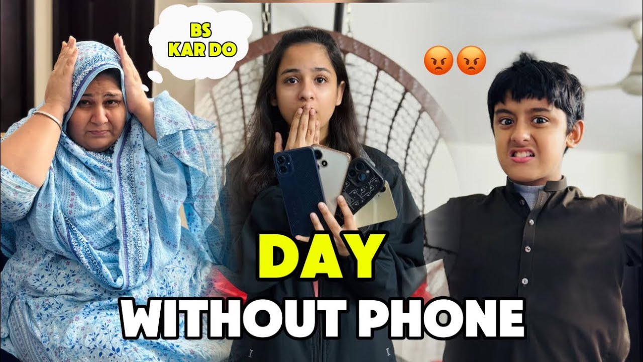 Day Without Phone 😱ll Challenge With Family 😂