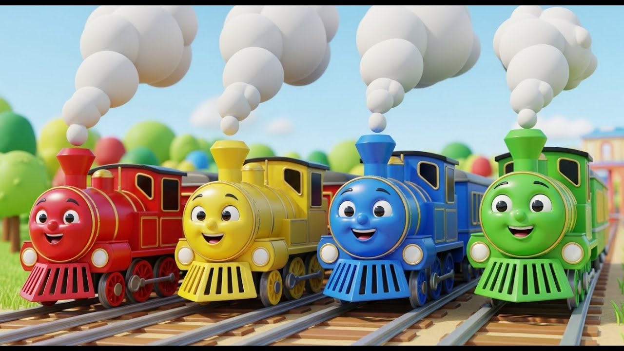 Four Little Toy Trains Choo Choo Choo | Nursery Rhymes for Kids & Baby Songs