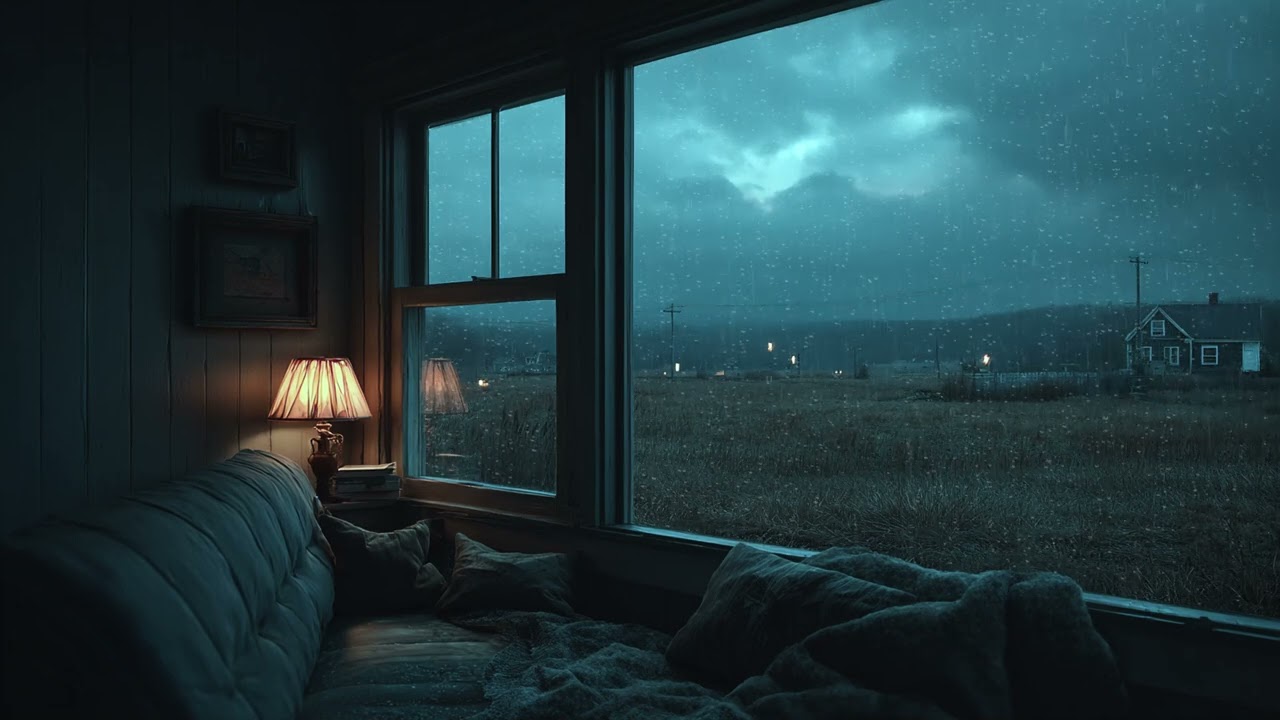 Evening Blue Hour Rain 🌧️ Cozy Backyard Atmosphere for Stress Relief & Rest