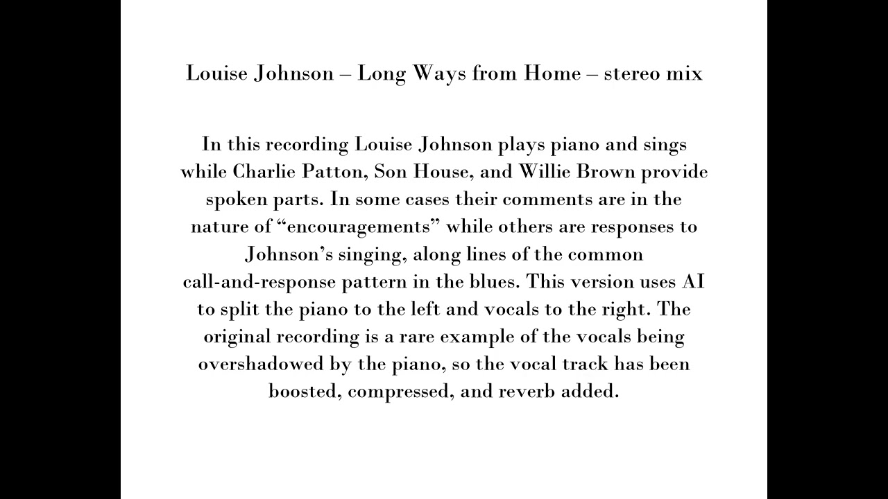Louise Johnson   Long Ways from Home   stereo mix