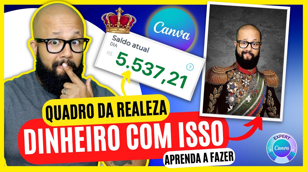 DINHEIRO com Canva - QUADRO PERSONALIZADO COM FOTO REAL [RENDA EXTRA]