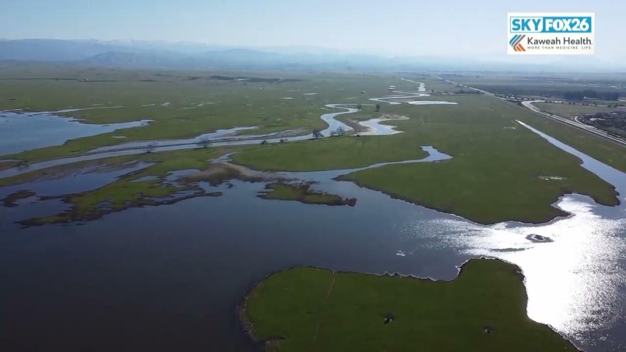 Dry Creek Reservoir captures a huge amount of stormwater northeast of Clovis, CA