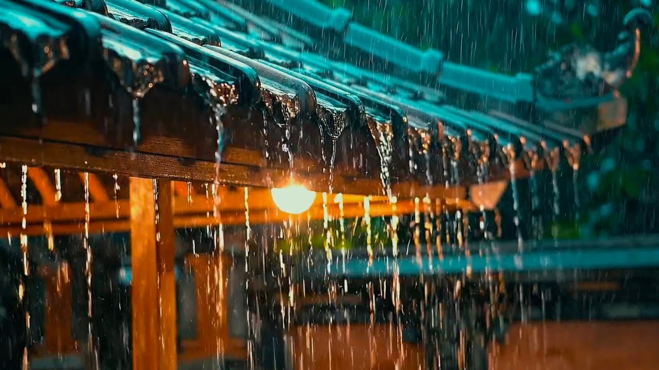 Night Rain Under Warm Light | Calm & Relaxing Ambience