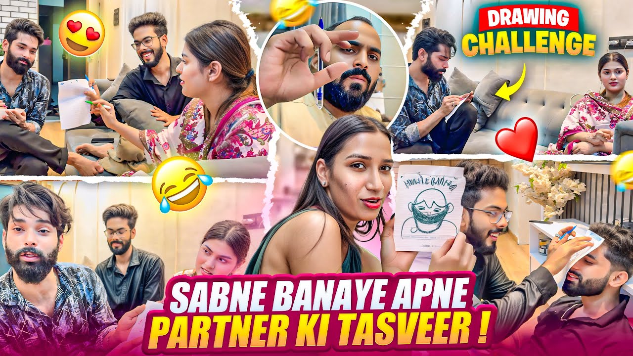 Sab Ban Gaye Artist ❤️Couples ki Masti😂Drawing Challenge ❤️|Aarti vlogs |