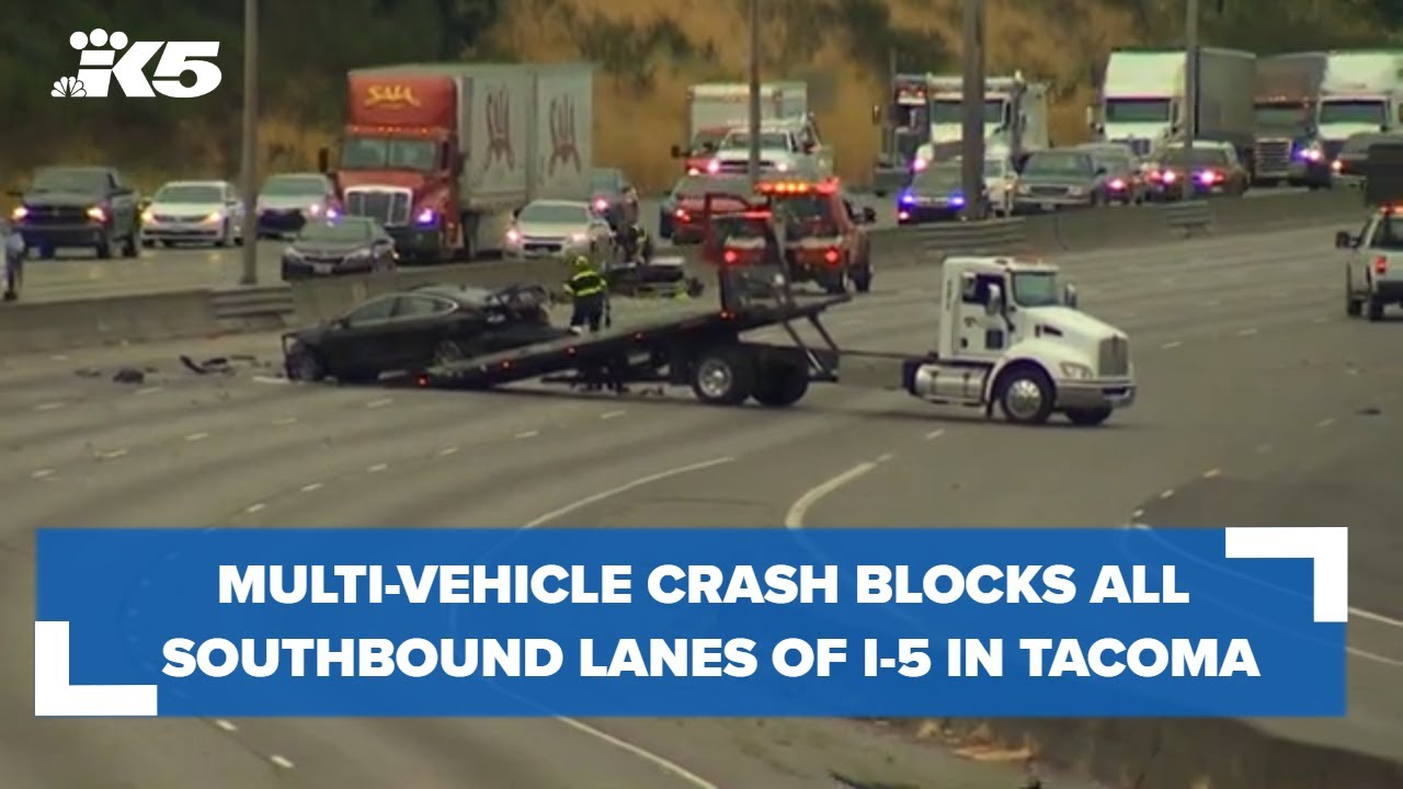 Multi-vehicle crash blocks all lanes of southbound I-5 in Tacoma